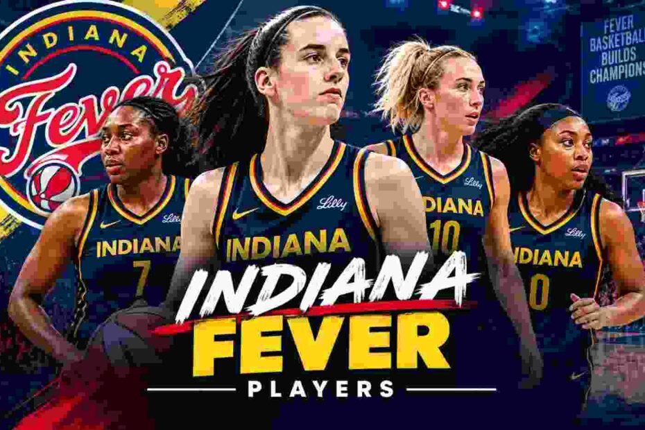Indiana Fever players featured in a professional basketball arena