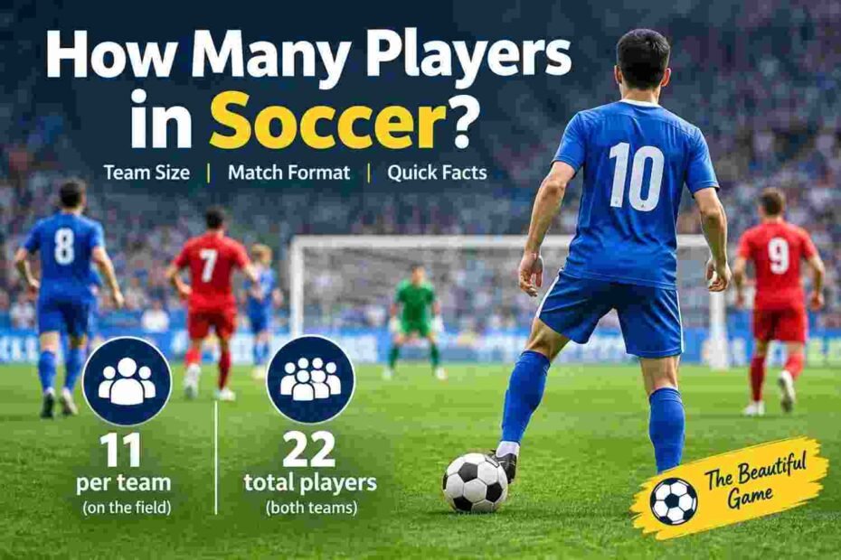 How many players in soccer on the field